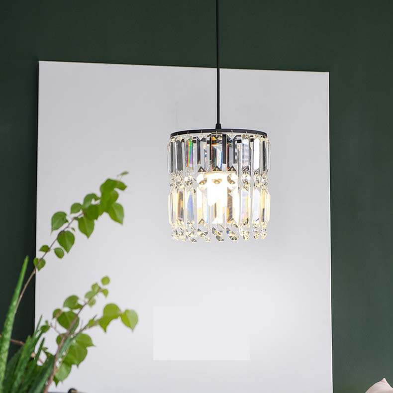 Nordic Light Luxury Crystal Cylinder Dome 1/2/3 Light Chandelier