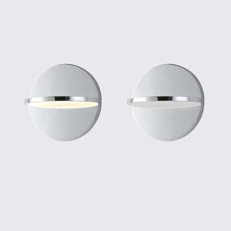 Moderne runde LED-Wandleuchte im nordischen Stil aus verchromtem Edelstahl für Wohnzimmer &amp; Schlafzimmer 