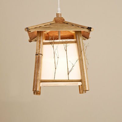 Japanese Rustic Vintage Bamboo Weaving 1-Light Pendant Light