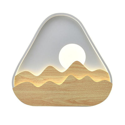 Modern Minimalist Landscape Triangle Wood Acrylic LED Flush Mount Lighting