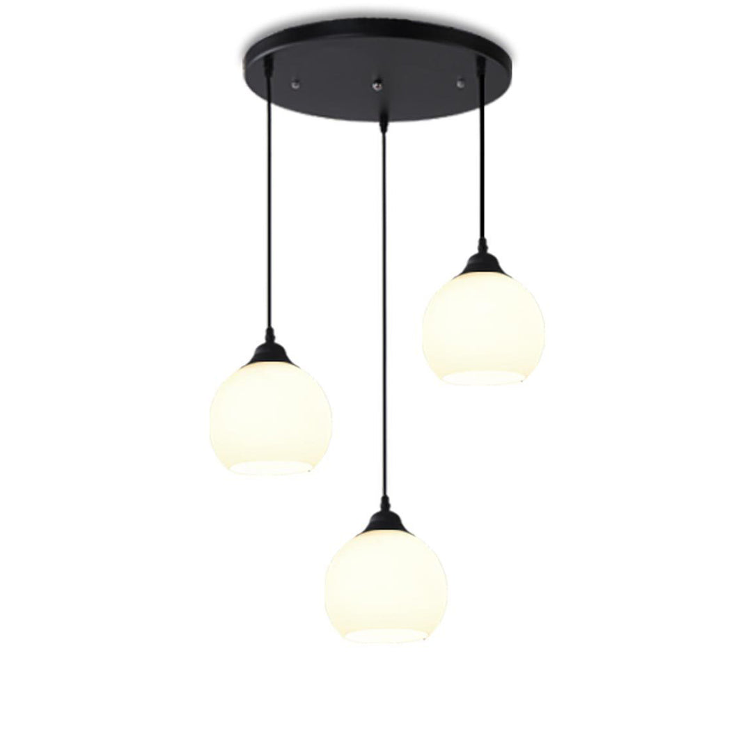 Modern Minimalist Round Linear Glass Iron 3-Light Island Light Chandelier for Dining Room
