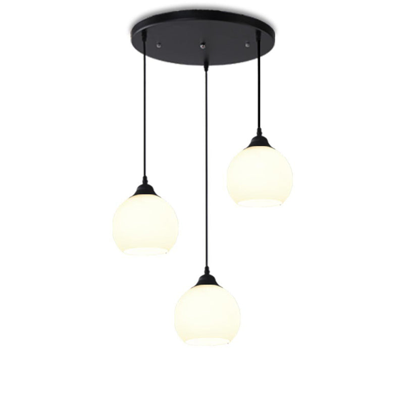 European Minimalist Round Glass Iron 3-Light Island Light Chandelier