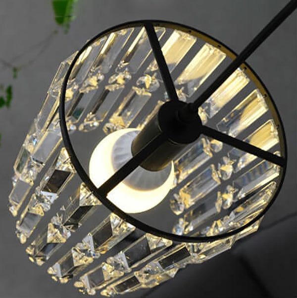 Nordic Light Luxury Crystal Cylinder Dome 1/2/3 Light Chandelier