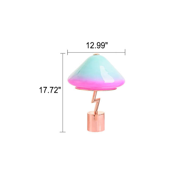 Lampe de table LED en verre, matériel créatif et moderne en forme de champignon coloré 
