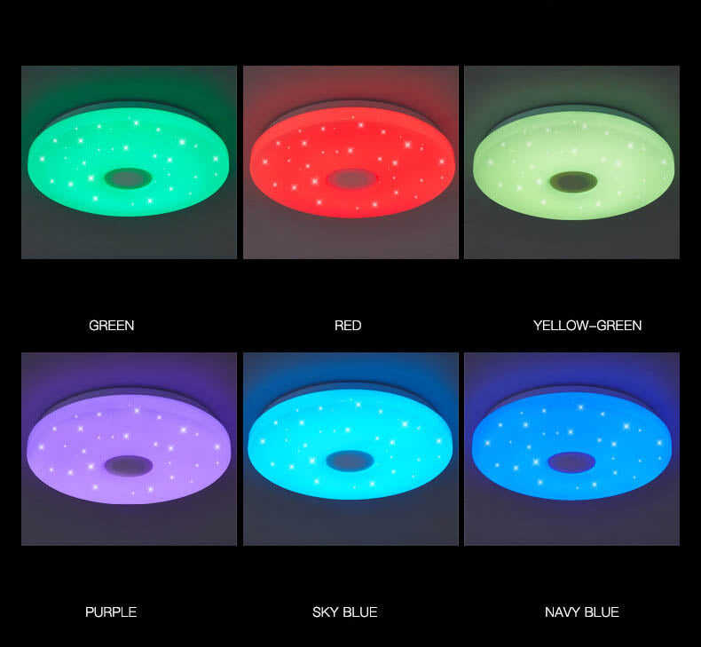 Smart Dimmable LED Remote Control Bluetooth Music Speaker Flush Mount Ceiling Light