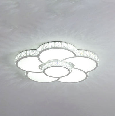 Modern Light Luxury Flowers Crystal LED Flush Mount Ceiling Light