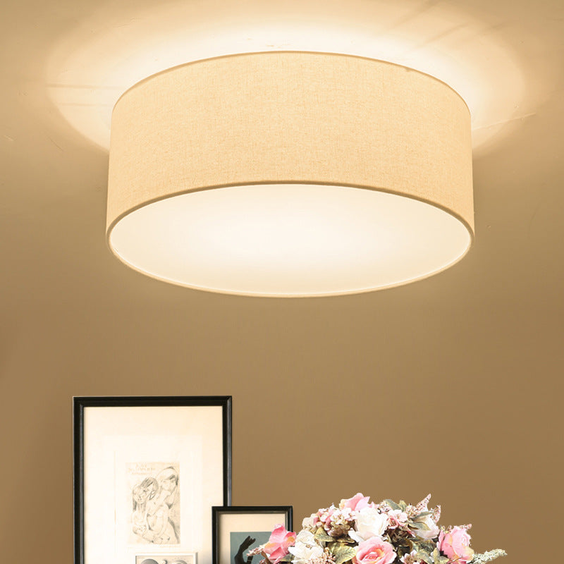 Modern Minimalist Round Drum Iron Fabric 3/5 Light Flush Mount Ceiling Light For Living Room