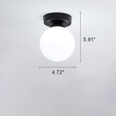 Modern Simple Glass Round Ball 1-Light Semi-Flush Mount Ceiling Light