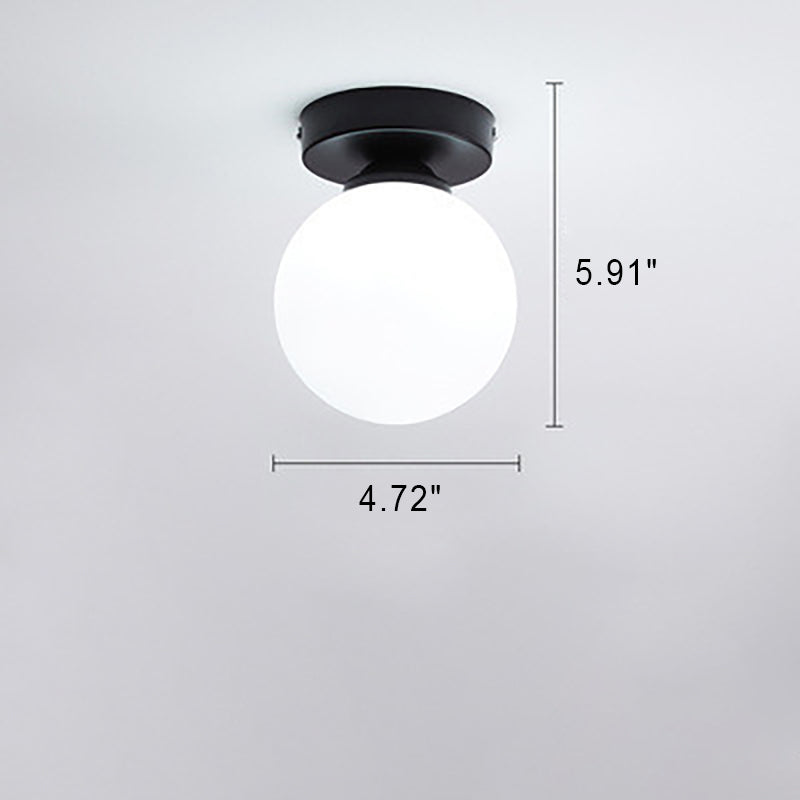 Japanische minimalistische Glas-Eisen-Woodgrain-Deckenleuchte mit 1 Licht, halbbündige Montage