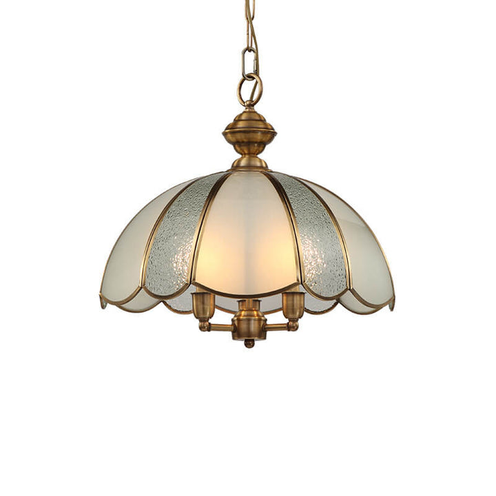 Lámpara colgante de 3 luces con pantalla de flor de vidrio de cobre industrial 