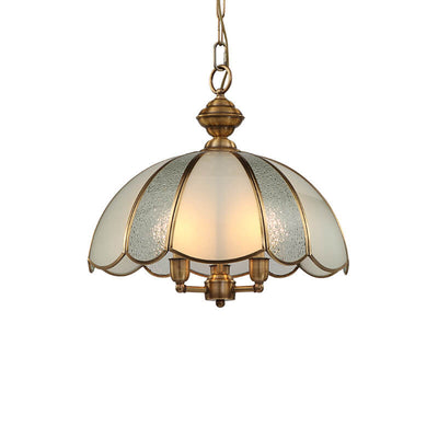 Industrial All Copper Glass Flower Shade 3-Light Pendant Light