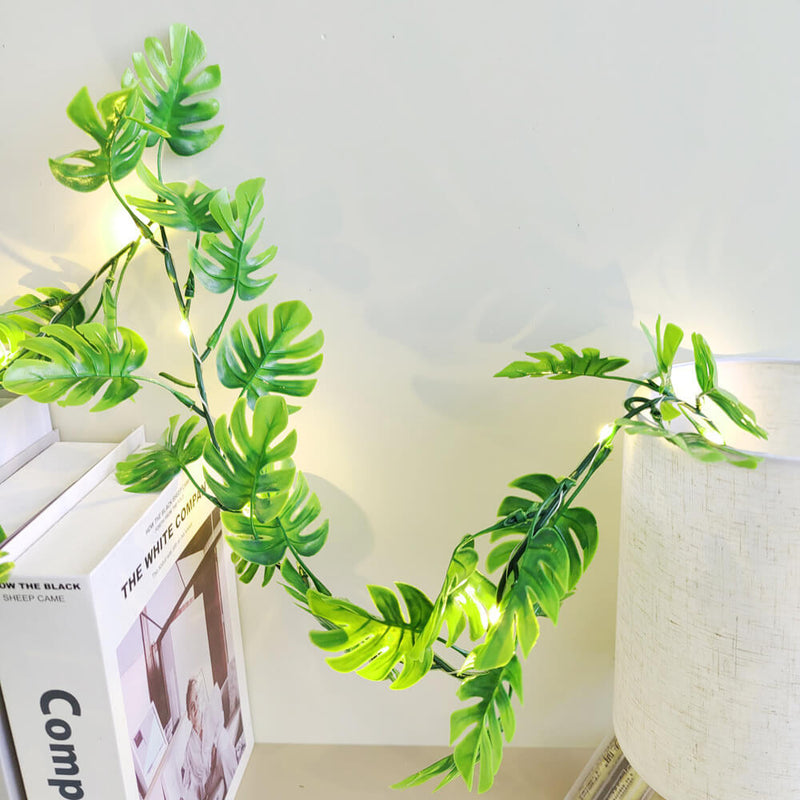 Guirlande lumineuse LED décorative en rotin, feuille de tortue verte, fil de cuivre, Simulation de feuille de tortue 