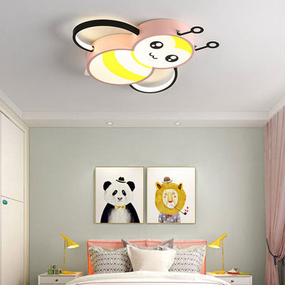 Nordic Childlike Cartoon Bee Design LED Flush Mount Light