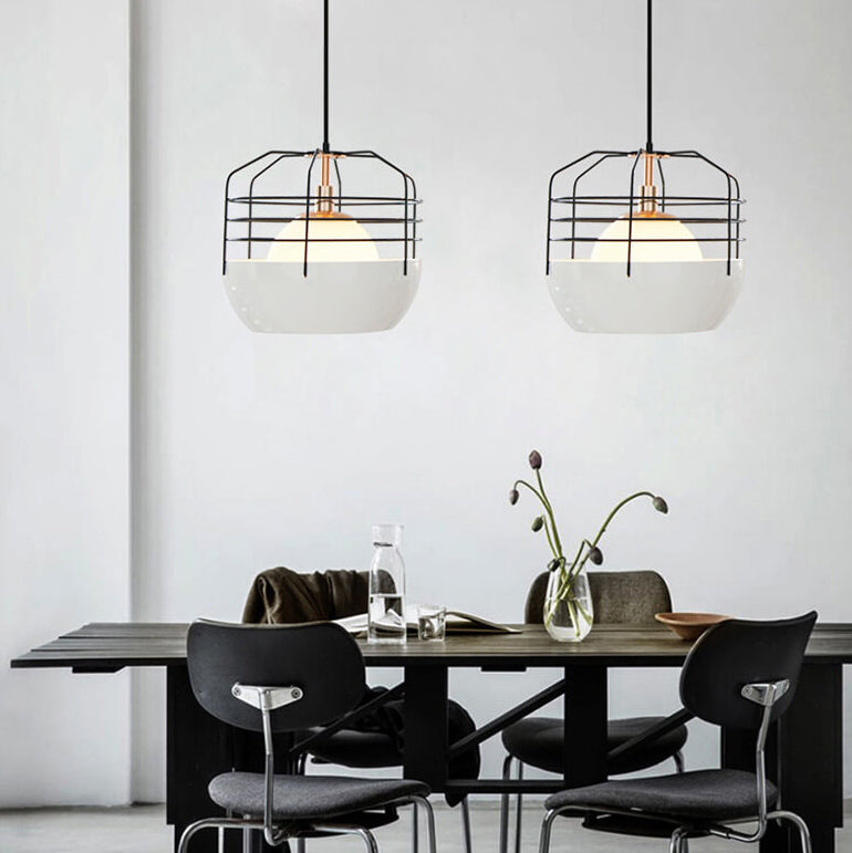Industrial Iron Birdcage Design 1-Light Pendant Light