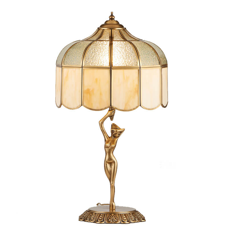 Lampe de table à 1 lumière ange en verre et cuivre créatif vintage 