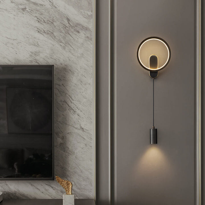 Lámpara Aplique de Pared Creativa LED Redonda Nórdica de Cobre Industrial 