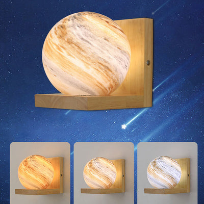 Applique Murale en Verre et Bois Nordic Creative Planet à 1 Lumière 