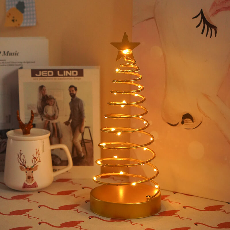 Lampe de table moderne créative en spirale étoilée de Noël décorative pour la nuit 