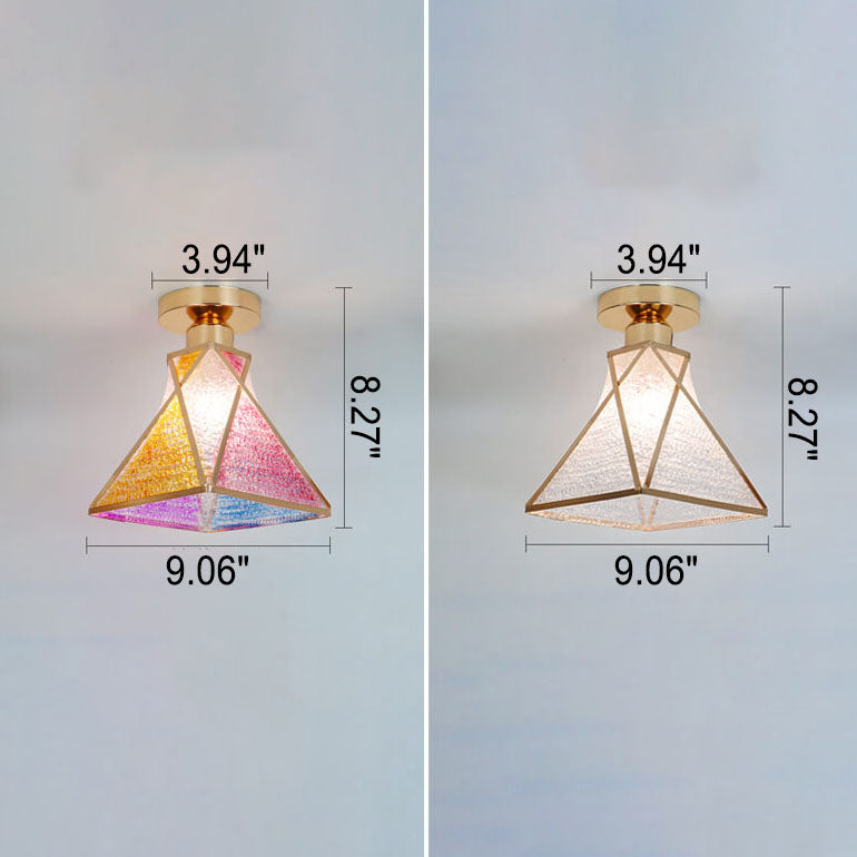 European Light Luxury Glass Gold 1-Light Semi-Flush Mount Deckenleuchte