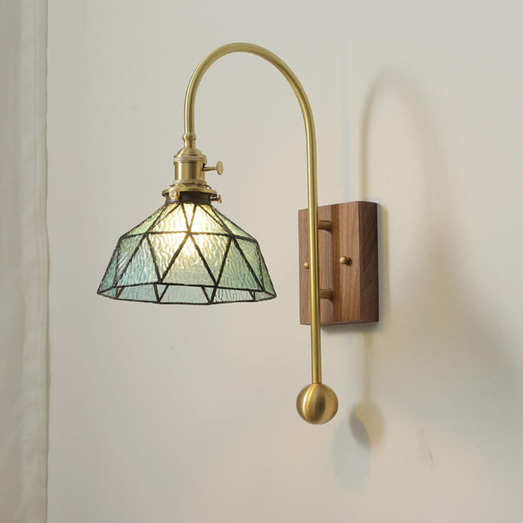 Modern Japanese Vintage Brass 1-Light Wall Sconce Lamp