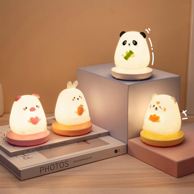 Lampe de table décorative créative de veilleuse rechargeable par USB en forme d'animal en silicone 