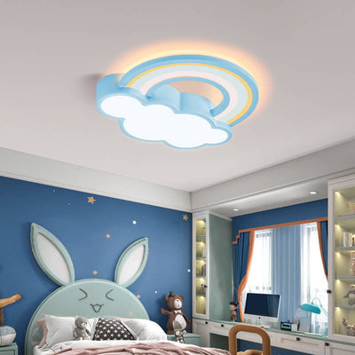 Childlike Cartoon Rainbow Cloud Design LED Flush Mount Light