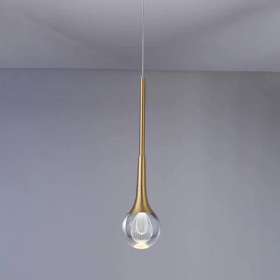 Modern Luxury Glass Teardrop Brass LED Pendant Light