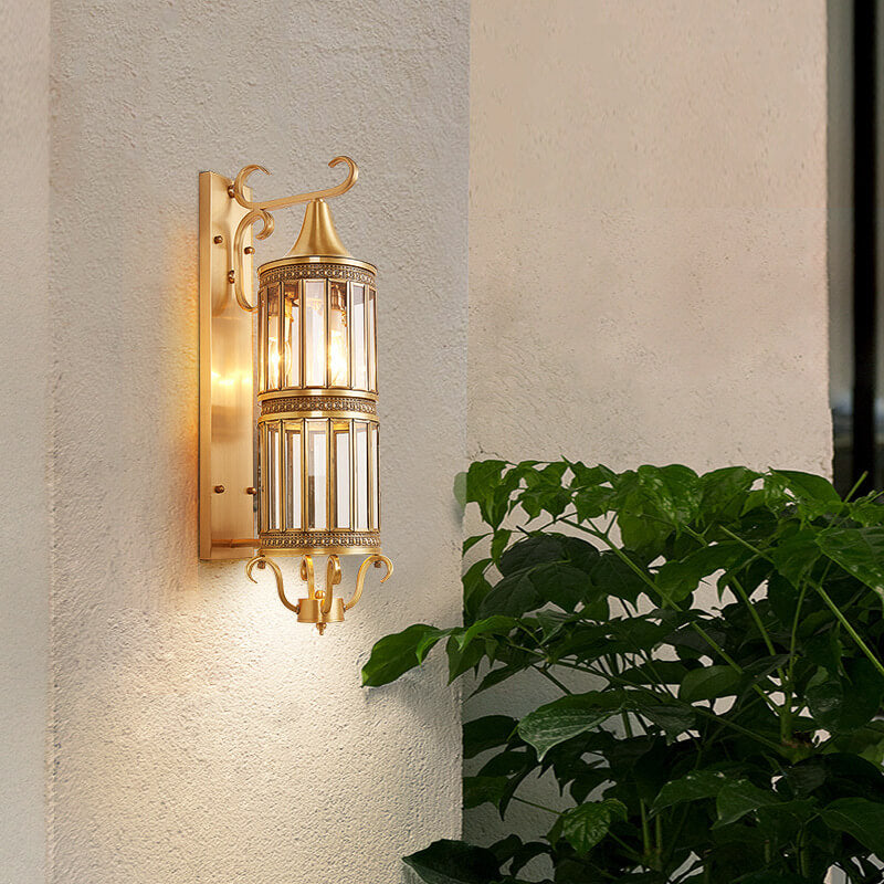 Traditional European Light Luxury Vintage Copper Glass 1/3-Light Wall Sconce Lamp