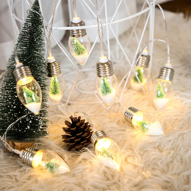 LED Bouteille à Souhaits Ampoule Arbre de Noël Neige Boîte à Piles Guirlande Lumineuse Décorative 