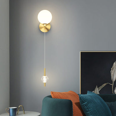 Modern Minimalist Copper Crystal 1-Light Wall Sconce Lamp