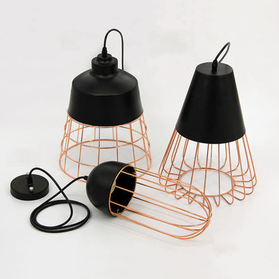 Nordic Creative Iron Cage Geometry 1-Light Pendant Light