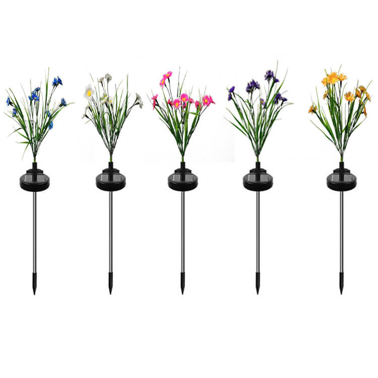Lampe extérieure à LED en forme de fleur de couleur moderne solaire avec prise de terre 