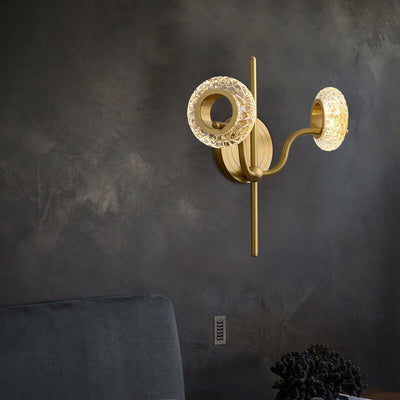 Modern Light Luxury Brass Glass Circle 1/2 Light Wall Sconce Lamp