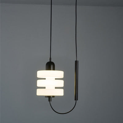 Japanese Minimalist Circular Glass Lampshade LED Pendant Light