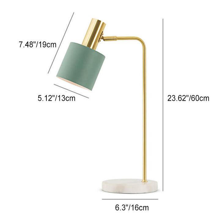 Modern Minimalist  Cylinder Shade Marble Hardware Base 1-Light Table Lamp for Bedroom