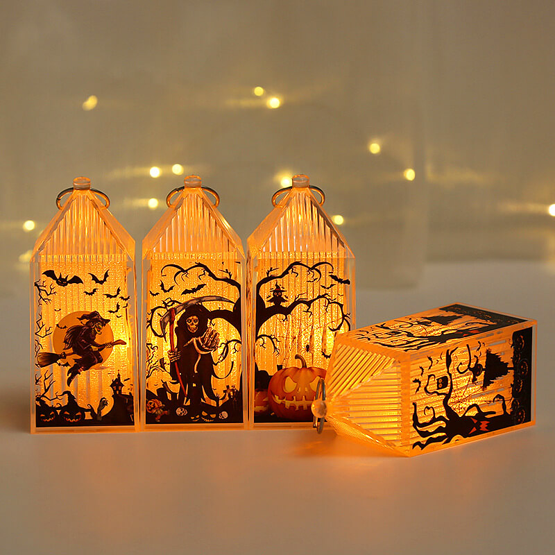 Halloween Pumpkin Portable Small Lantern Skeleton Witch Ambience Decorations Lights