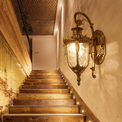 Farol europeo de lujo para exteriores impermeable con aplique de pared de 1 luz 
