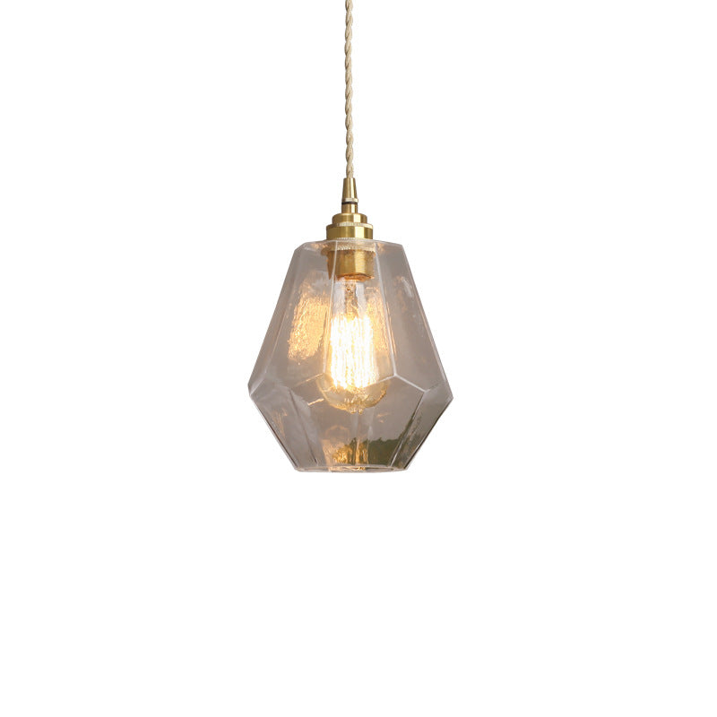 Nordic Vintage Brass Glass 1-Light Pendant Light