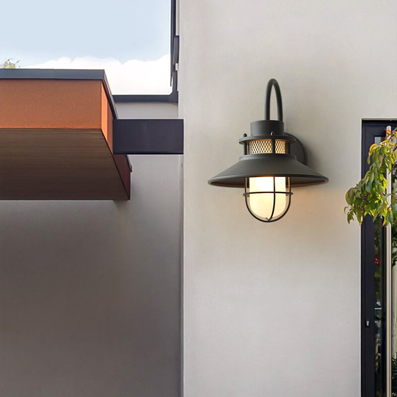 Lámpara Aplique de Pared para Exterior de 1 Luz con Cuerpo de Hierro Impermeable 