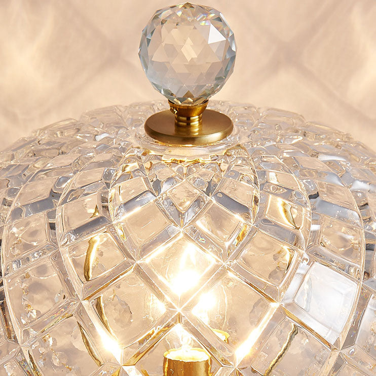 European Light Luxury Vintage Crystal Kupfer 1-flammige Tischlampe 