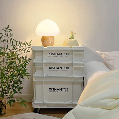 Nordic Creative Mushroom Solid Wood Acrylic LED Touch Table Lamp
