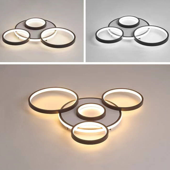 Moderne minimalistische runde Kombinations-Hardware-Eisen-LED-Deckenleuchte zur flachen Montage für das Wohnzimmer 