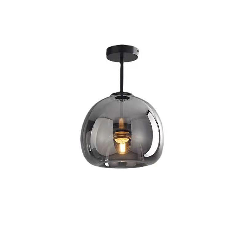 Nordic Light Luxury Round Glass Ball 1-Light Semi-Flush Mount Ceiling Light