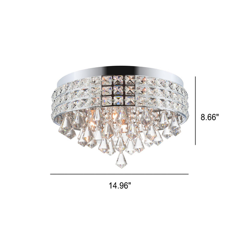 Modern Light Luxury Round Crystal Iron Crystal 4-Light Flush Mount Light