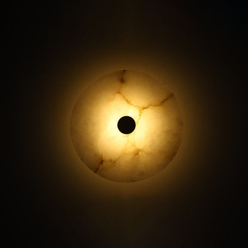 Modern Luxury Round Marble Iron LED Wall Sconce Lamp