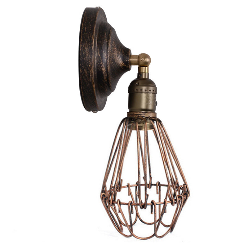 Zeitgenössische industrielle Eisen Bronze Runde Rahmen 1-Licht Wandleuchte Lampe für Flur 
