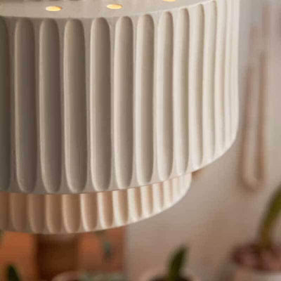 Vintage Cream Style Cylinder Drum 1-Light Pendant Light