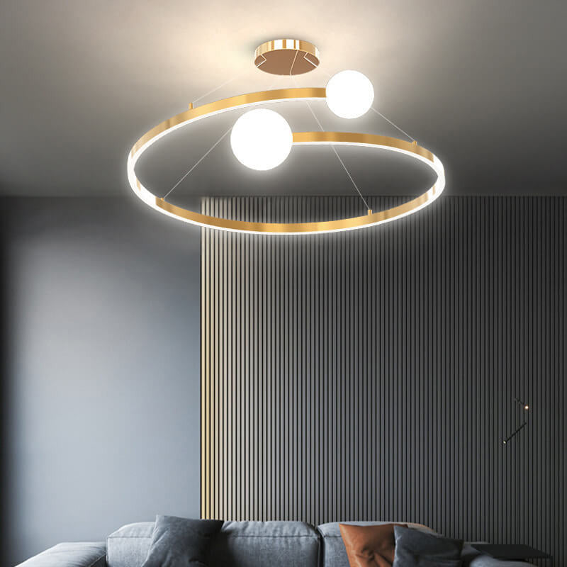 Nordic Light Luxury Creative Open Ring Design LED Chandelier