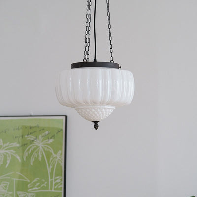 European Vintage Minimalist Glass Iron 1-Light Pendant Light