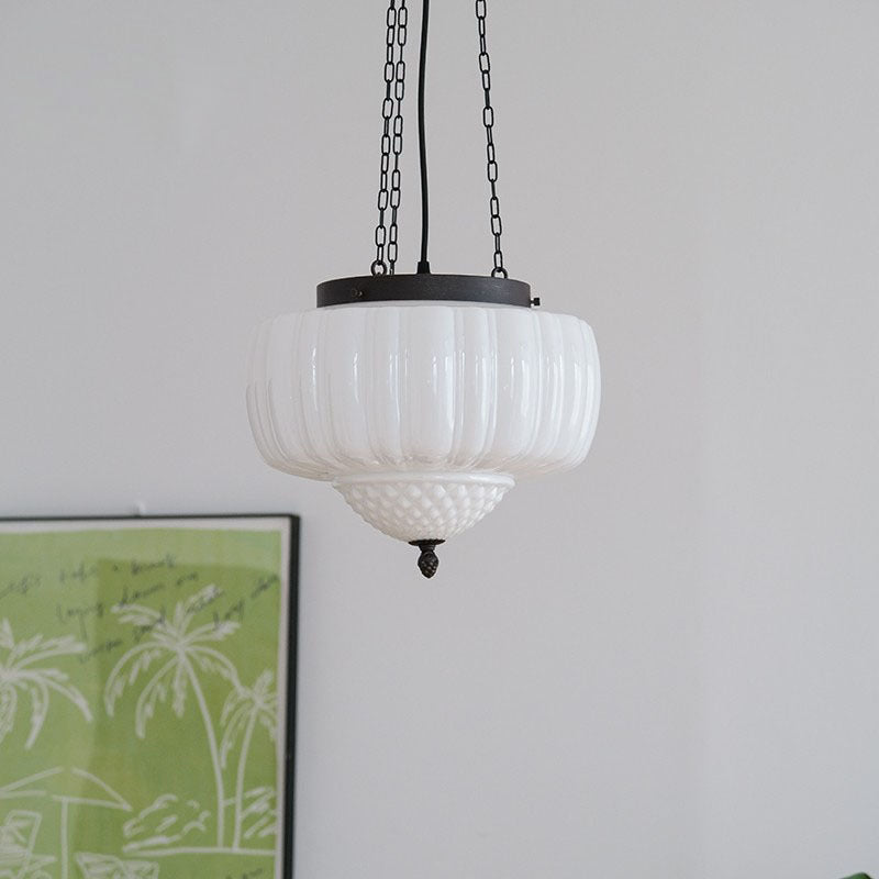 European Vintage Minimalist Glass Iron 1-Light Pendant Light